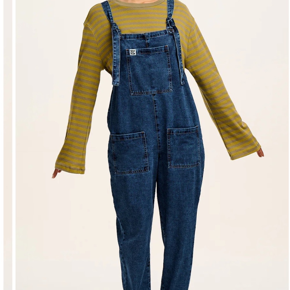 NWT Lucy and Yak Denim Dungaree in Mid Wash Blue